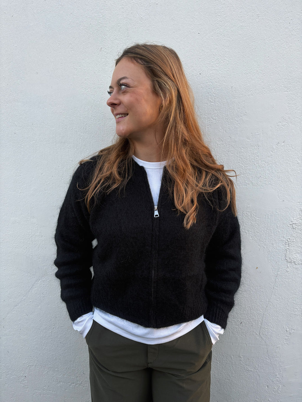 Cardigan col rond zippé