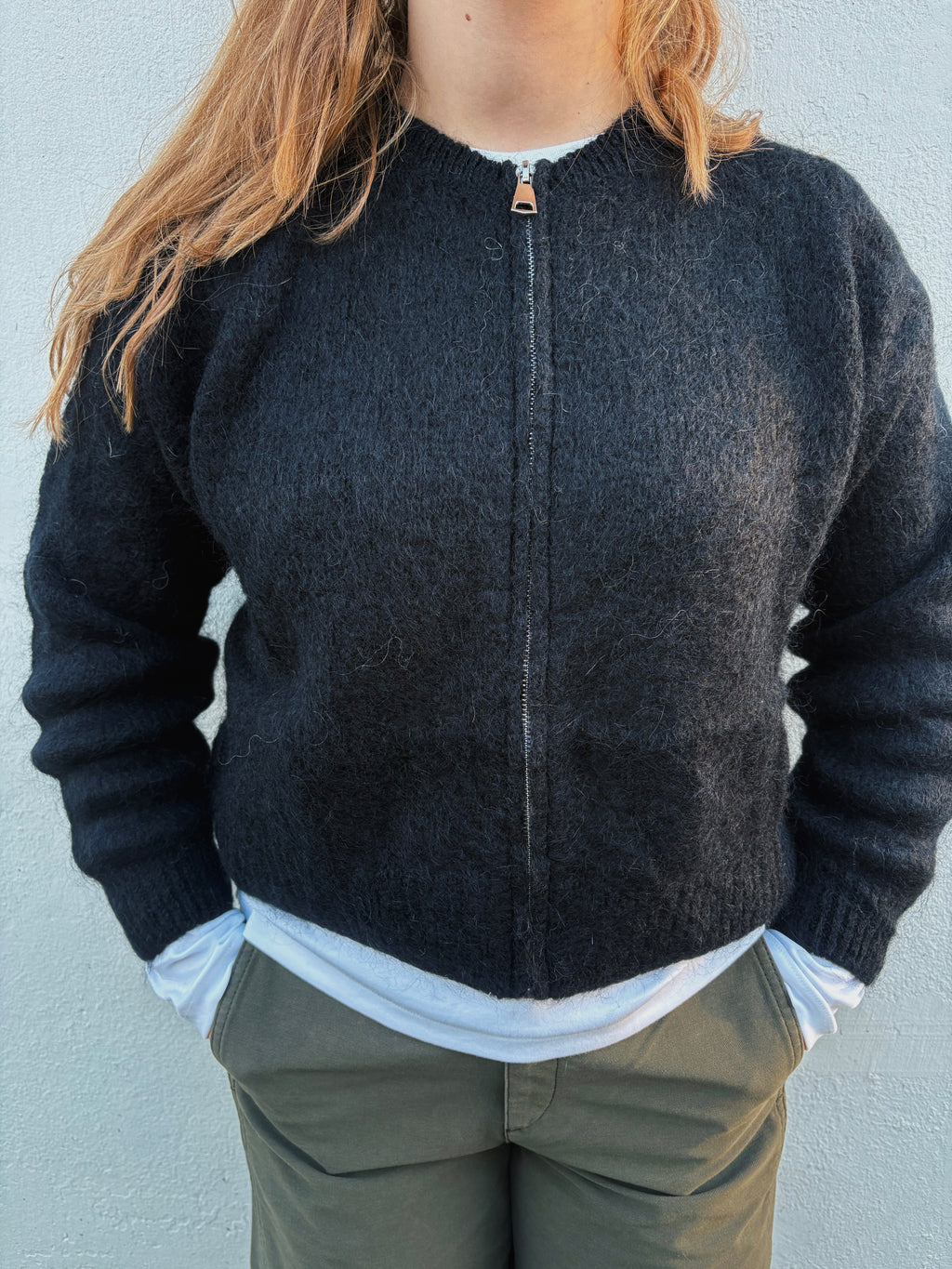 Cardigan col rond zippé