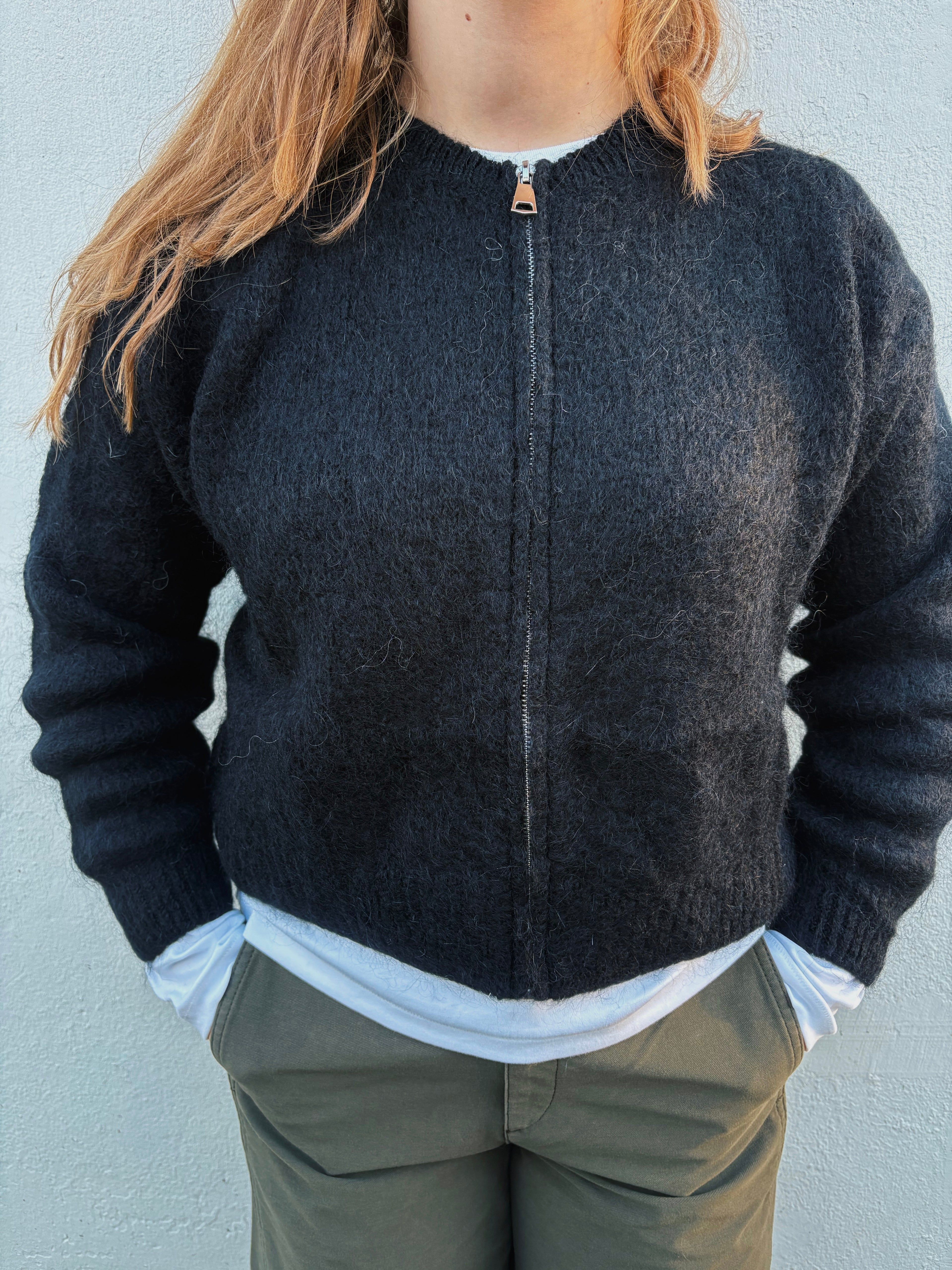 Cardigan col rond zippé